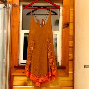 Free People boho mustard yellow dress sz Medium
